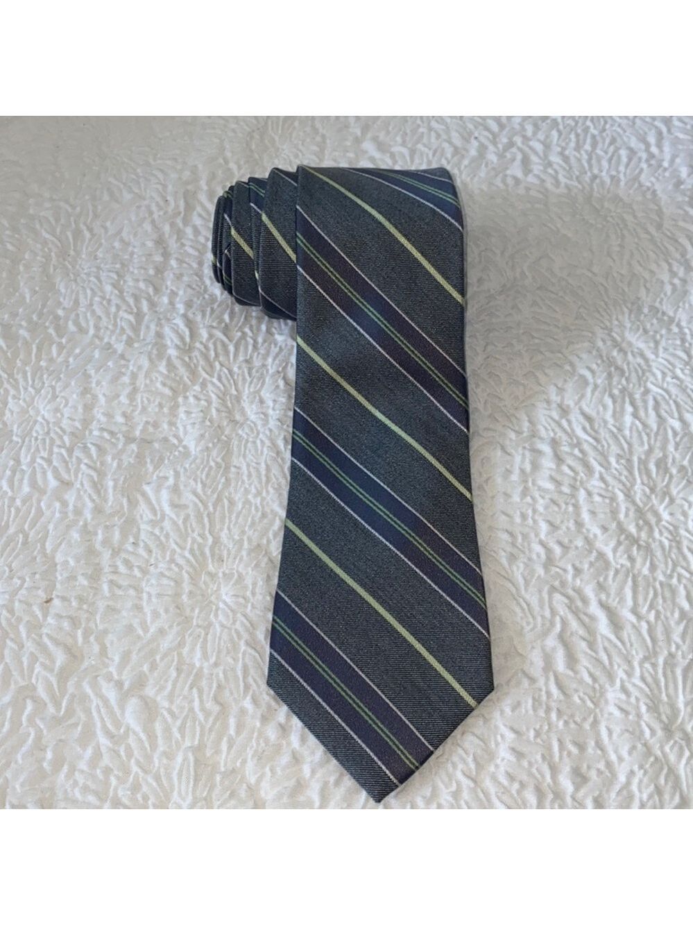 DKNY Diagonal Striped Silk Necktie
